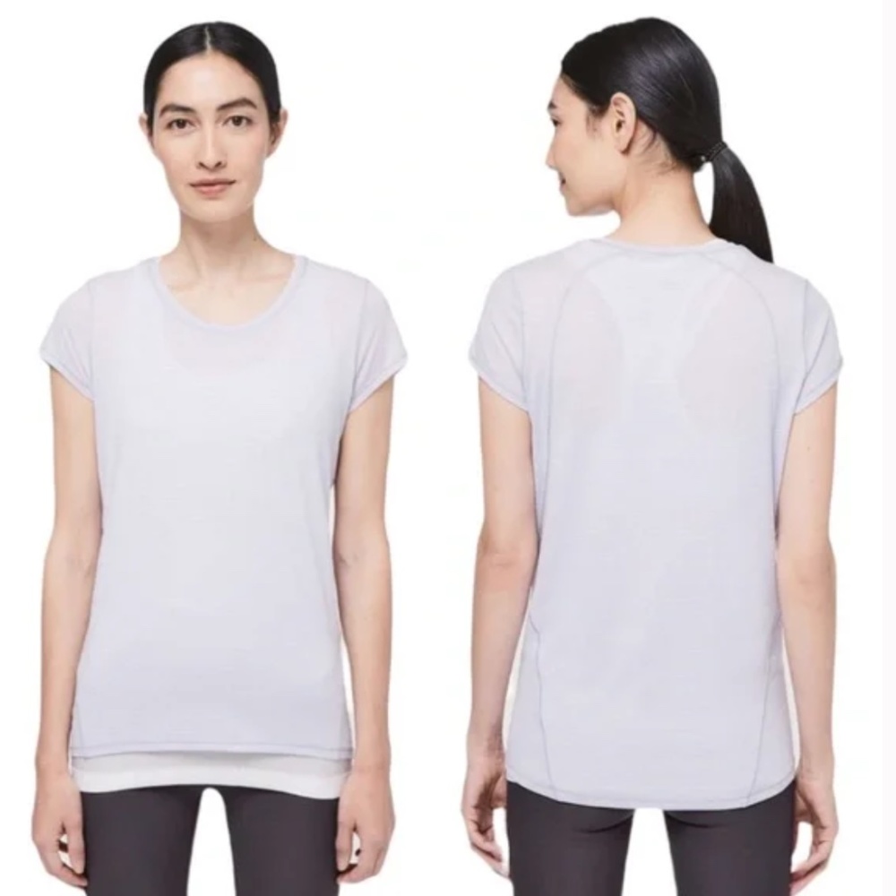 Lululemon Another Mile Short Sleeve Heathered Sheer Lilac Shirt